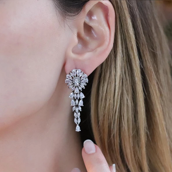 Damla Tasarım Gümüş Küpe - Resim 4