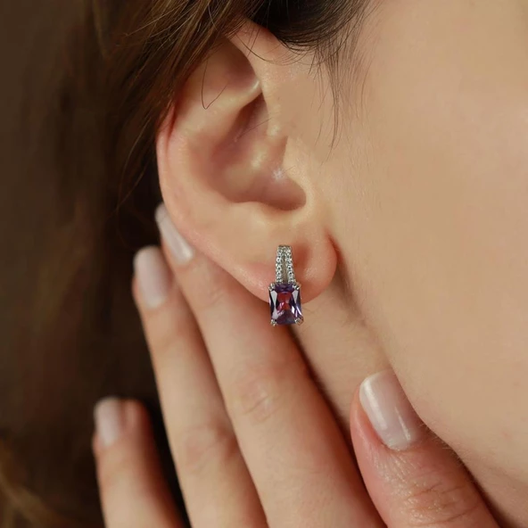 Topaz Taşlı Emerald Kesim Gümüş Set - Resim 5