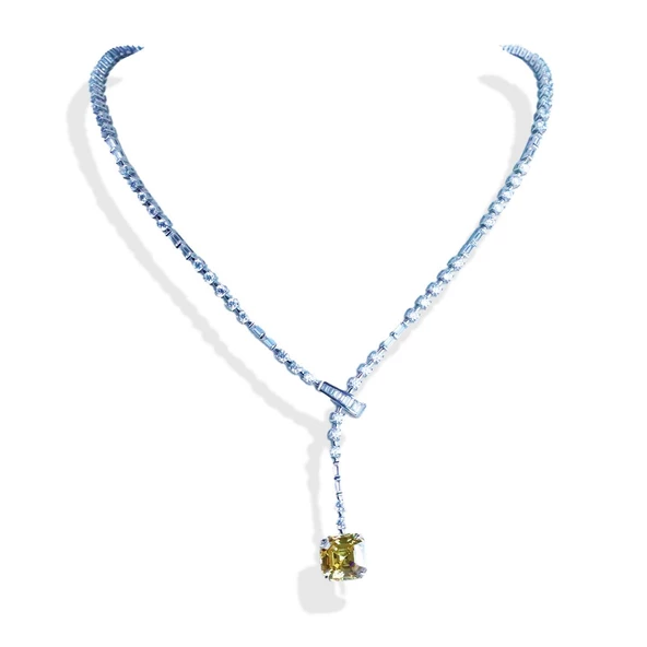 Vintage Sitrin Kare Taşlı Gerdanlık - Resim 4