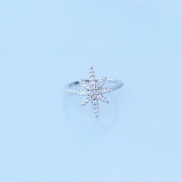 Kutup Yıldızı Zirkon Taşlı Gümüş Yüzük - Resim 4