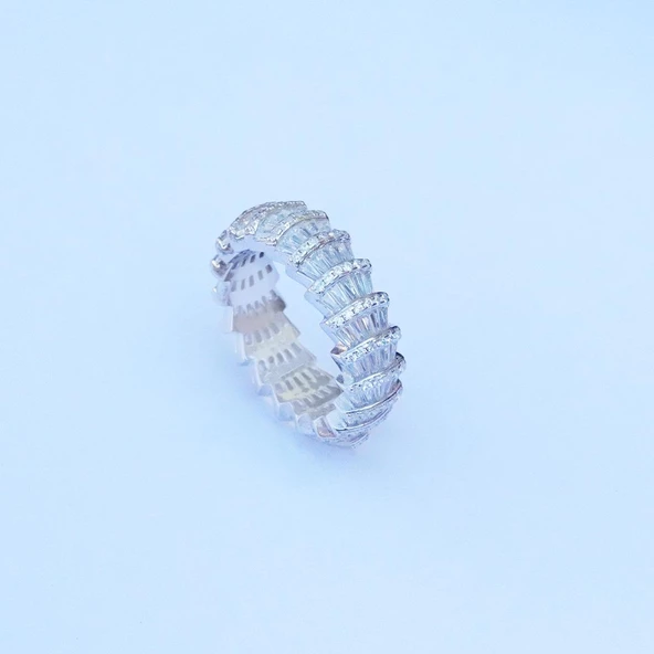 Zirkon Taşlı İstiridye Tamtur Gümüş Yüzük - Resim 5