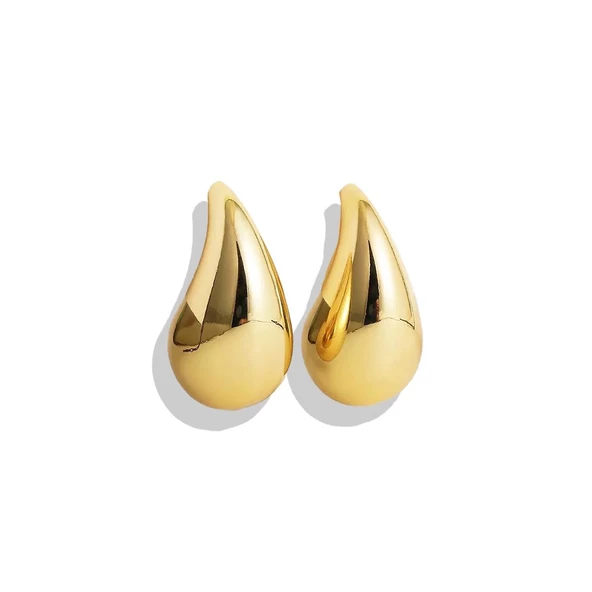 Bottega Damla Gold Kaplama Gümüş Küpe - Resim 3