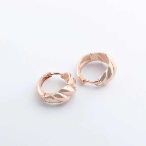 Burgu Rose Gold Kaplama Halka Gümüş Küpe - Resim 2