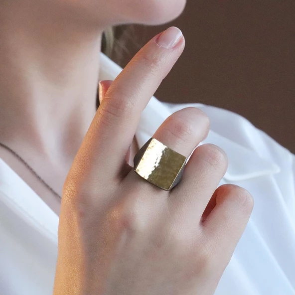 Kare  El İşi Dövme Gold Kaplama Otantik Takım - Resim 2