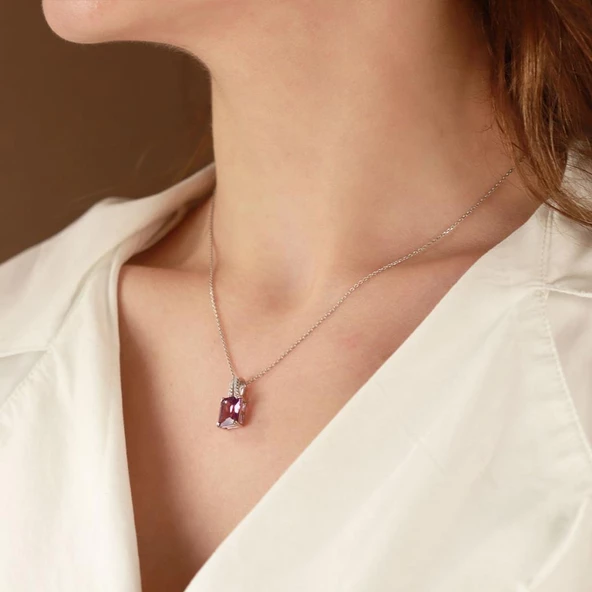 Topaz Taşlı Emerald Kesim Gümüş Set - Resim 3