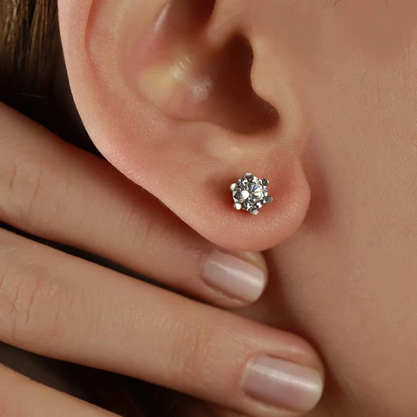 6 Tırnaklı Round Kesim Tek Taş Starlight Diamond Takım - Resim 5