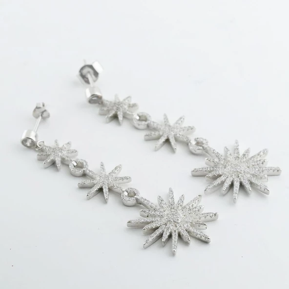 Zirkon Taşlı Kutup Yıldızı Tasarım Küpe - Resim 2