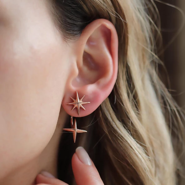 Rose Gold Kaplama Lodestar Gümüş Küpe ürün görseli 1