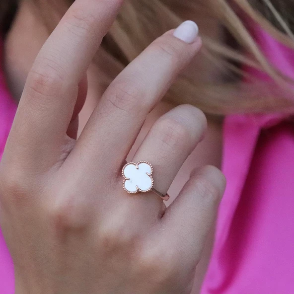 İkonik Alhambra Sedef Taşlı Rose Gold Kaplama Gümüş Set - Resim 3