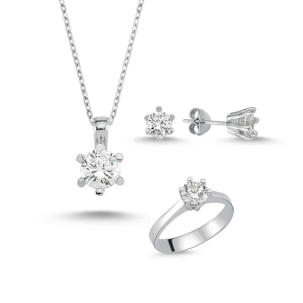 6 Tırnaklı Round Kesim Tek Taş Starlight Diamond Takım ürün görseli 1