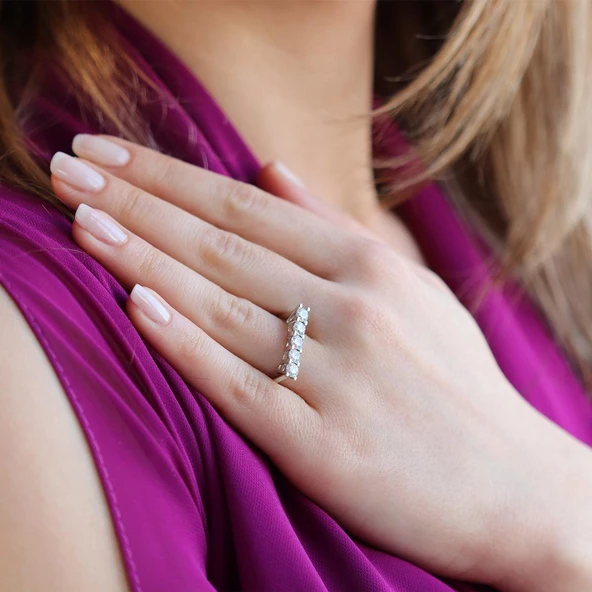 Yüksek Montür Beştaş Sky Diamond Yüzük - Resim 3