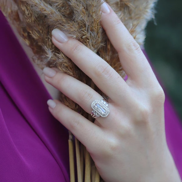 Baget Taşlı Gümüş Yüzük ürün görseli 1