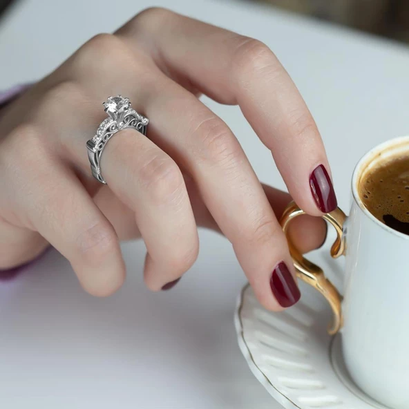 Özel Tasarım 925 Ayar Gümüş Tektaş - Resim 3