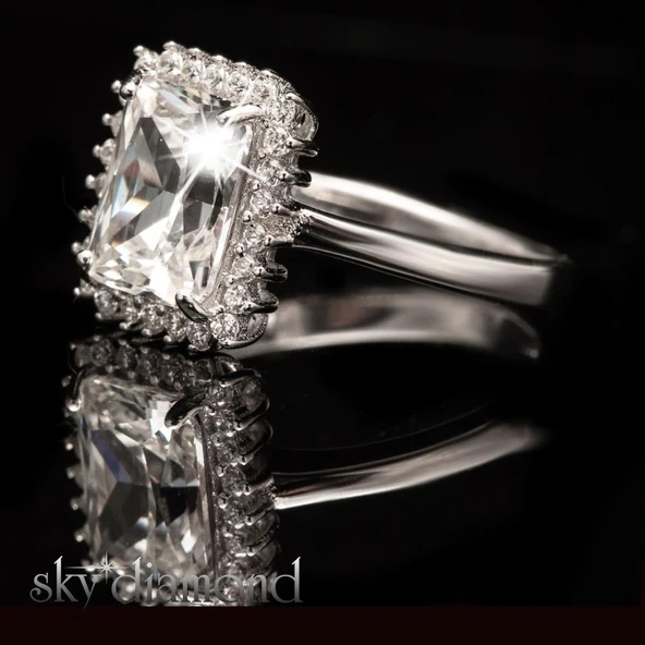 Sky Diamond Baget Kesim Kadın Yüzük - Resim 3