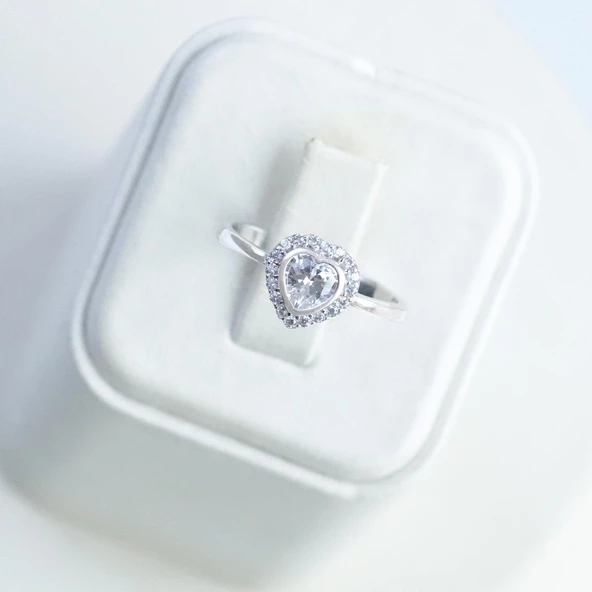 Kalp Pndr Zirkon Taşlı 925 Ayar Gümüş Yüzük - Resim 5