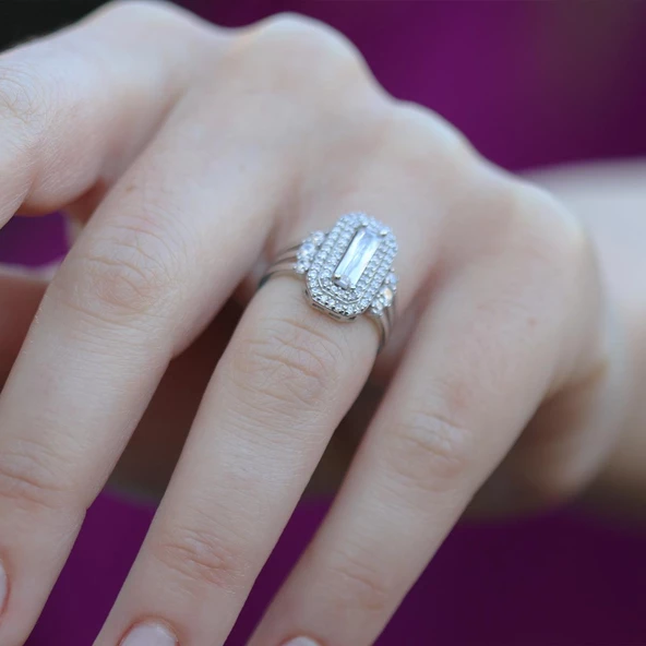 Baget Taşlı Gümüş Yüzük - Resim 2