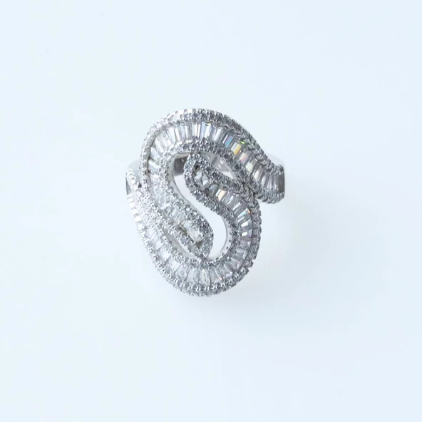 Işıltılı S Modeli Zirkon Taşlı Gümüş Yüzük - Resim 4