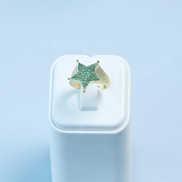 Yıldız Gold Kaplama Ayarlanabilir Gümüş Yüzük - Resim 3