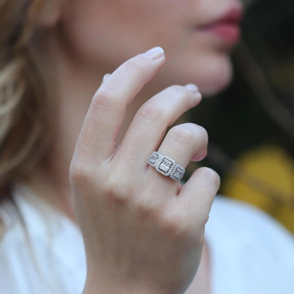 Baget Kesim 3'lü Starlight Daimond Gümüş Yüzük ürün görseli 1