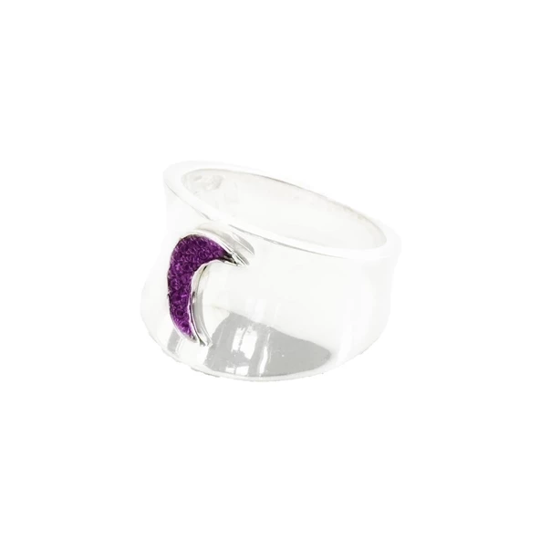 Pembe Zirkon Taşlı Moon İkon Gümüş Yüzük - Resim 2