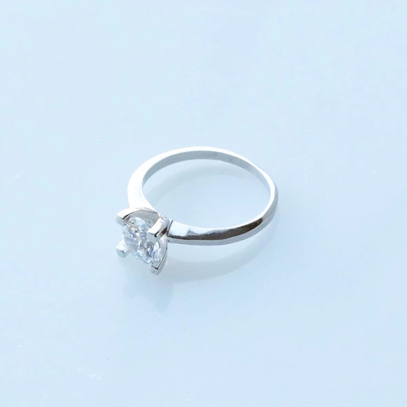 U Montür TekTaş Modeli Gümüş Yüzük - Resim 5