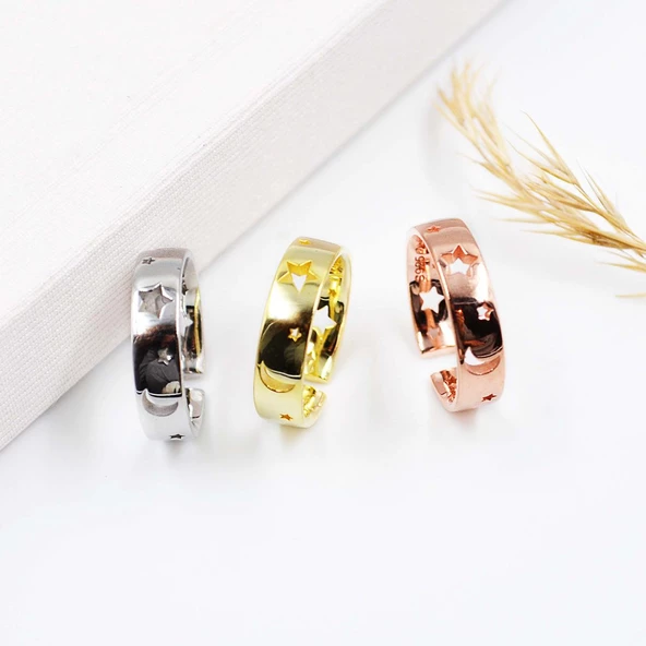 Moon Gümüş Minimal Yüzük - Resim 2