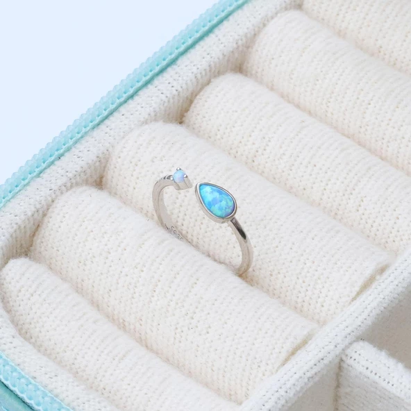 Damla Opal Taşlı Minimal Gümüş Yüzük - Resim 2