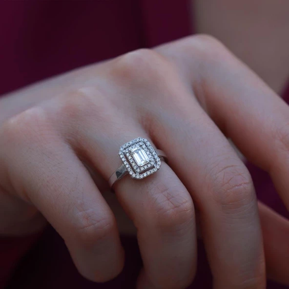 Halo 0,84 Karat Tek Taş Model Sky Diamond Yüzük - 3