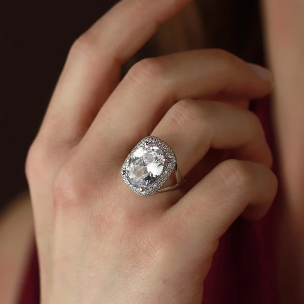 Zirkon Taşlı Model Gümüş Yüzük - Resim 4