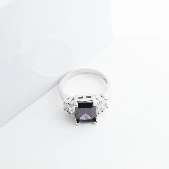 Ametist Taşlı Gümüş Yüzük - Resim 4