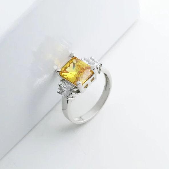 Sitrin Taşlı Gümüş Yüzük - Resim 2