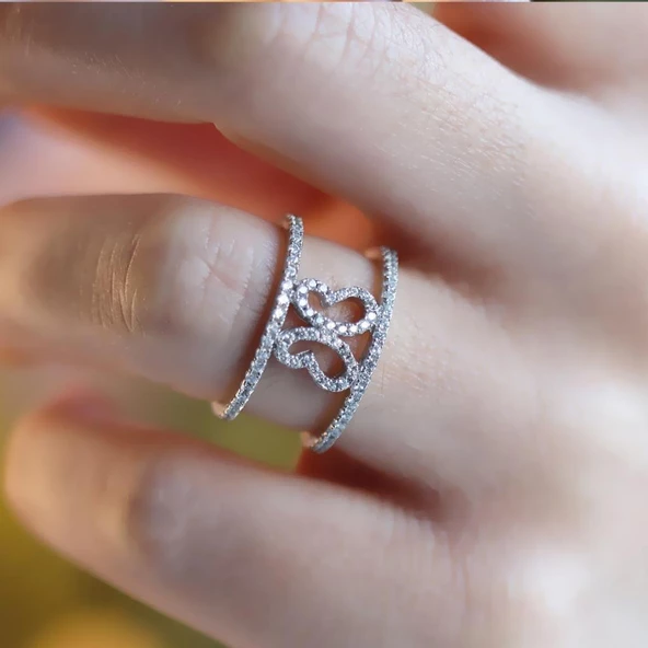 Zirkon Taşlı Kelebek Model Gümüş Yüzük ürün görseli 1