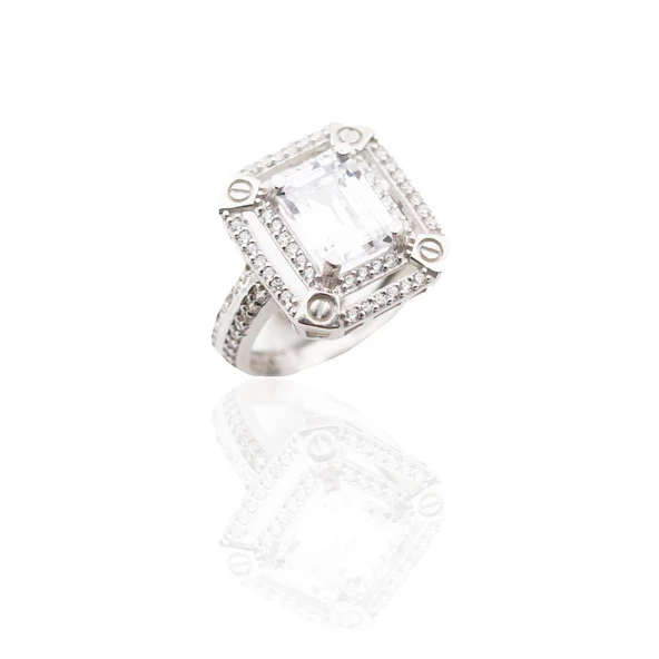 Modern Tasarım Baget Tek Taş Gümüş Yüzük - Resim 5