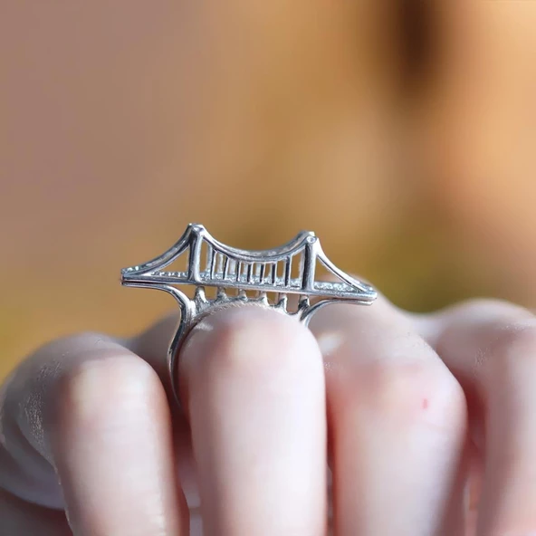 Zirkon Taşlı Köprü Gümüş Yüzük - Resim 3