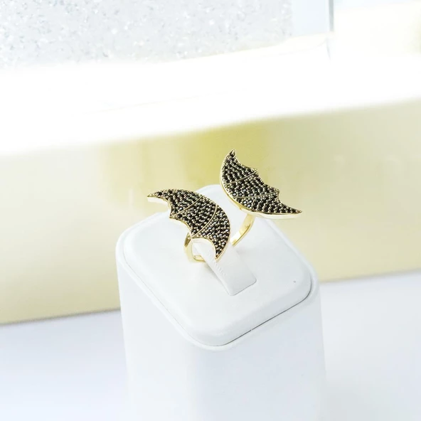 Yarasa Modeli Ayarlanabilir Gümüş Yüzük - Resim 2