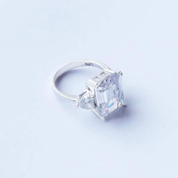 Mega Baget Taşlı STarlight Diamond Gümüş Yüzük - Resim 5