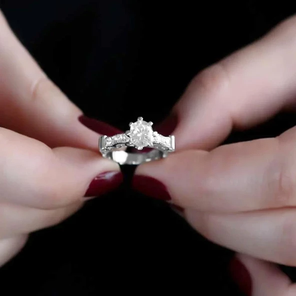 Özel Tasarım 925 Ayar Gümüş Tektaş - Resim 2