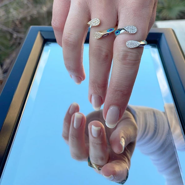 Fortuna Modeli Zirkon Taşlı Ayarlanabilir Gümüş Yüzük - Resim 3