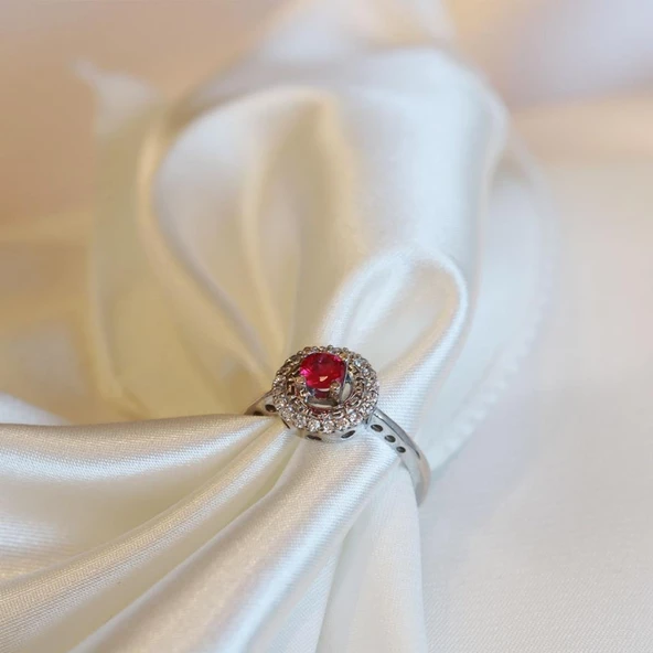 Pembe Zirkon Taşlı Elmas Montür Gümüş Yüzük ürün görseli 1