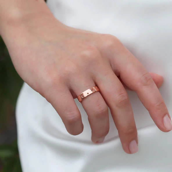 Moon Gümüş Minimal Yüzük - Resim 4