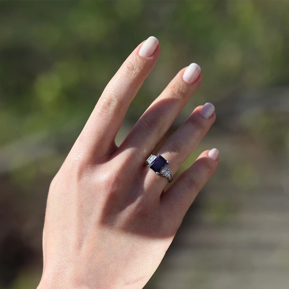 Ametist Taşlı Gümüş Yüzük - Resim 3