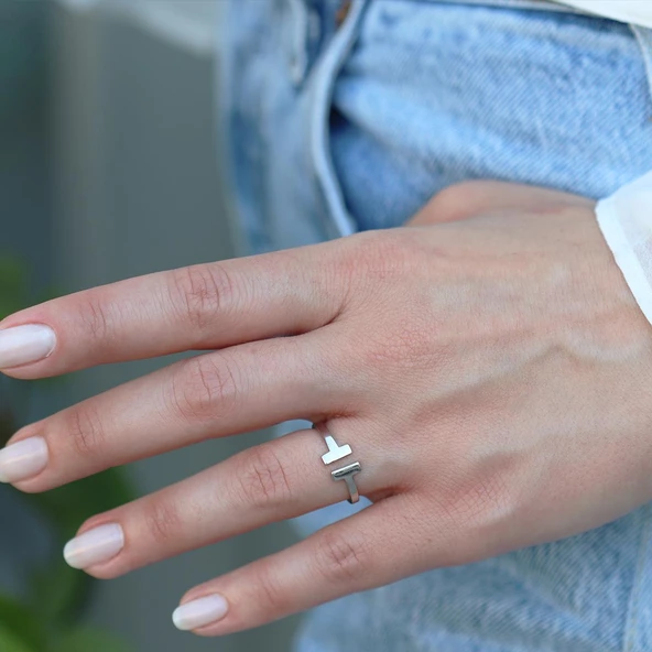 Tffny Modeli Ayarlanabilir Gümüş Yüzük - Resim 3