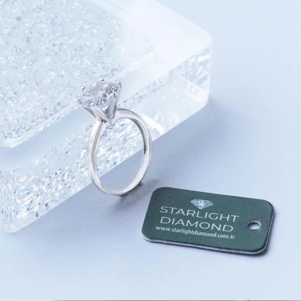 Tek Taş Modeli Starlight Diamond Gümüş Yüzük - Resim 2