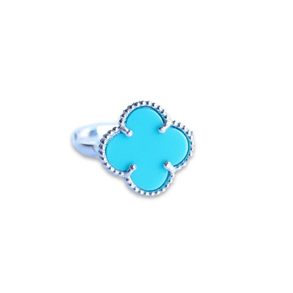 Alhambra Model Mavi Mine Taşlı Gümüş Yüzük - Resim 4