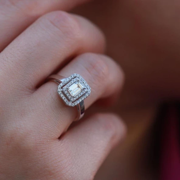 Halo 0,84 Karat Tek Taş Model Sky Diamond Yüzük - 2
