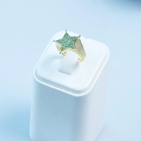 Yıldız Gold Kaplama Ayarlanabilir Gümüş Yüzük - Resim 4