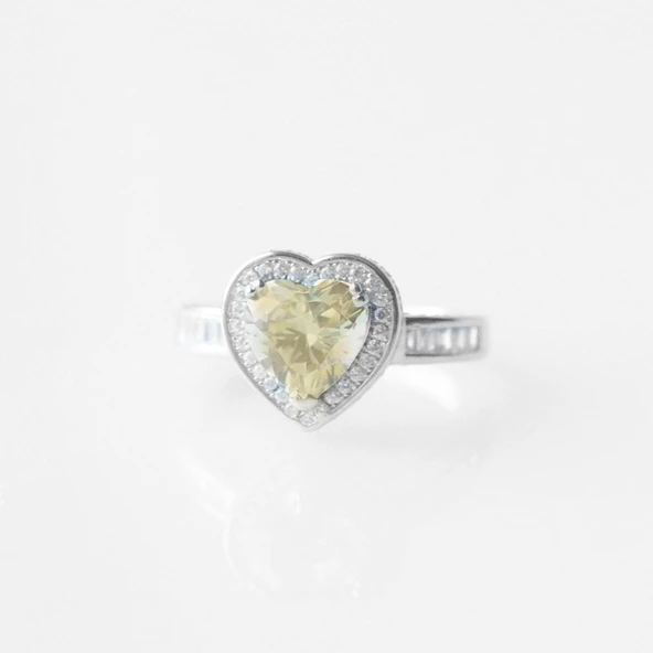 Zirkon Taş Kalp Sevgili Gümüş Yüzük - Resim 3