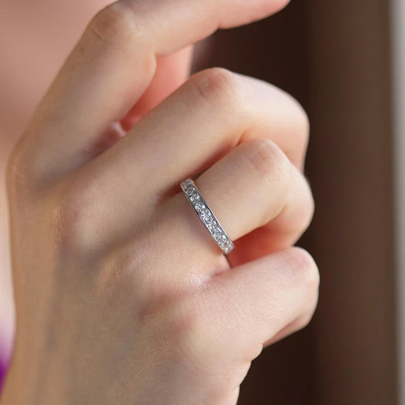 Tek Sıra Yarımtur Sky Diamond Yüzük - Resim 4
