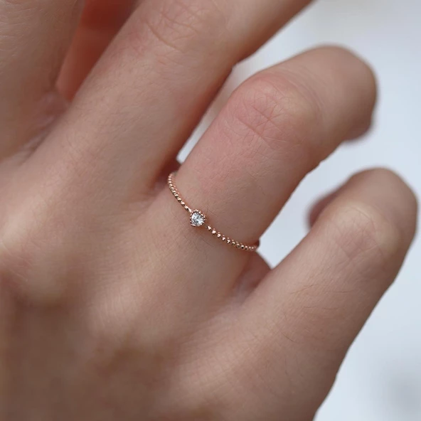 Mini Kalp Gümüş Yüzük - Resim 3