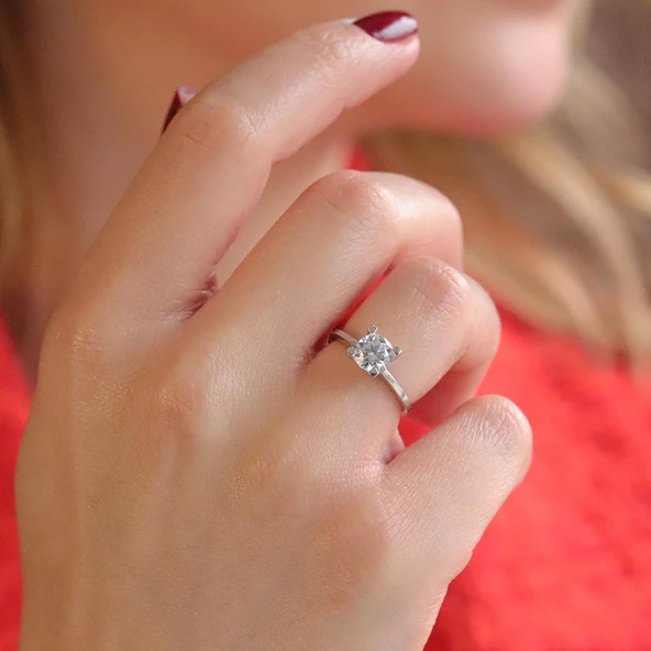 U Montür TekTaş Modeli Gümüş Yüzük ürün görseli 1